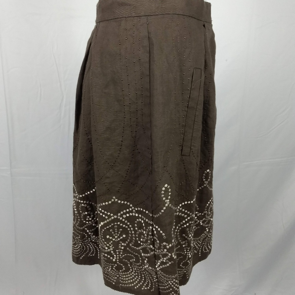 Elie Tahari Size 2 Brown Linen Skirt - Picture 5 of 7